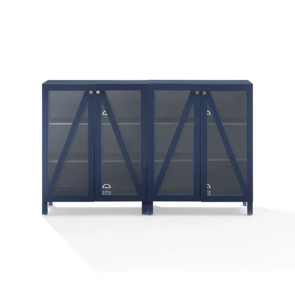 Crosley Cassai sideboard mediamöbel 2-del marinblå glas