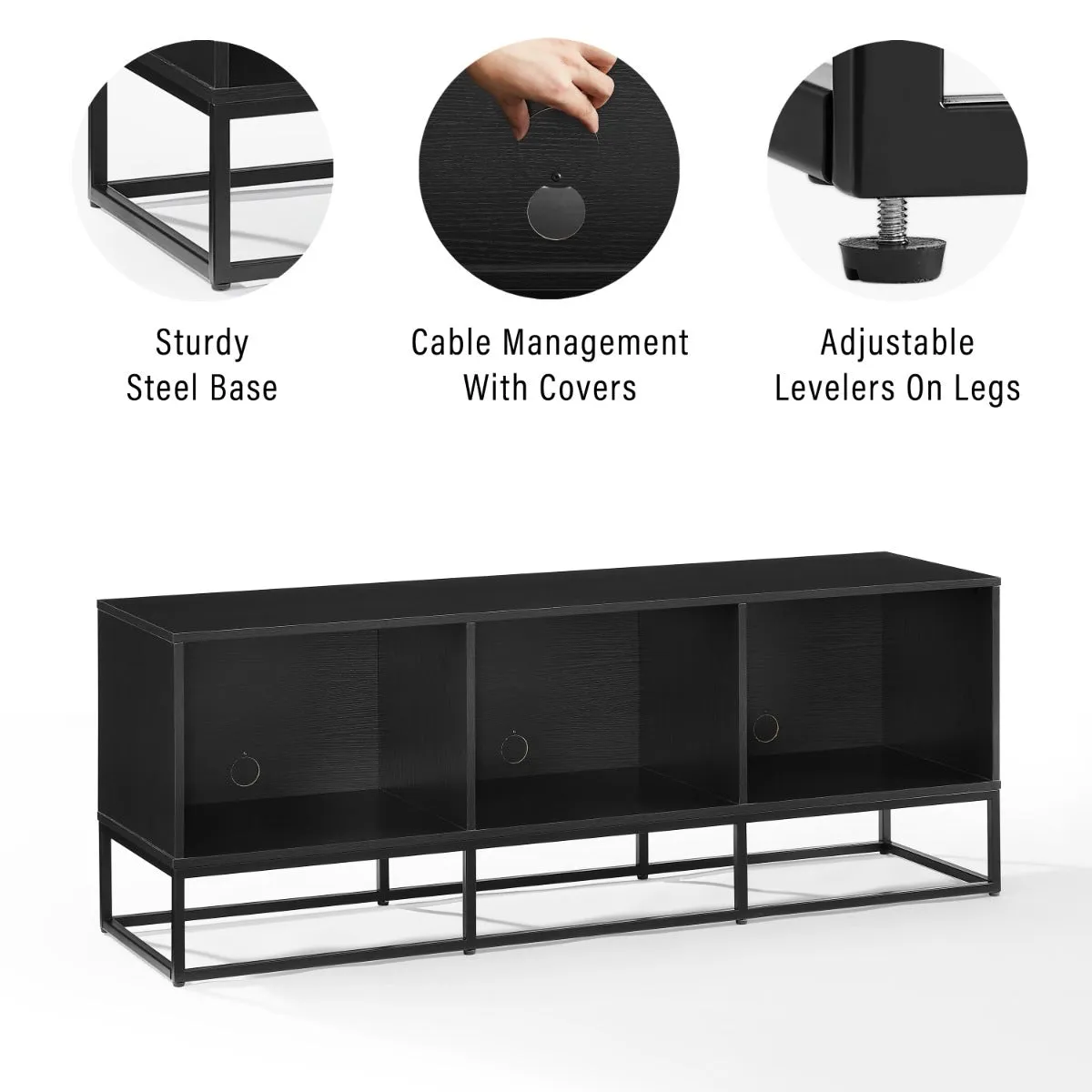 Crosley Enzo Large mediabänk för vinyl Svart trä