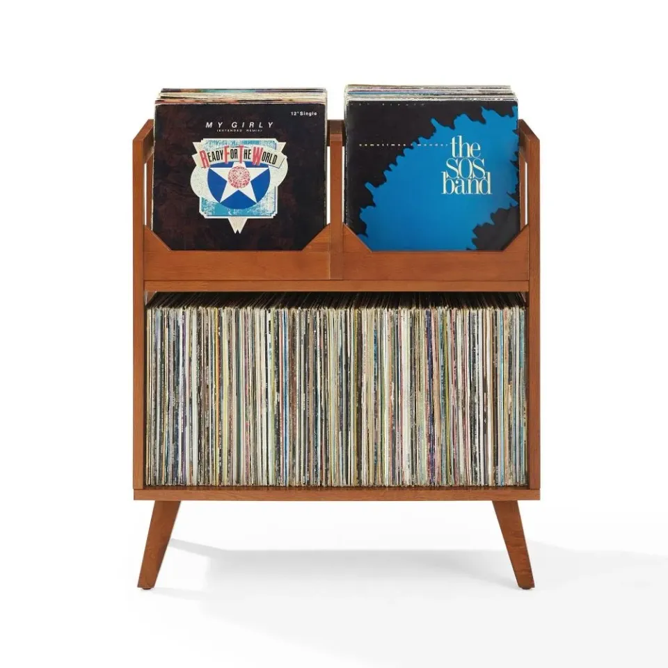 Crosley Asheville Medium vinylbänk valnöt lagring