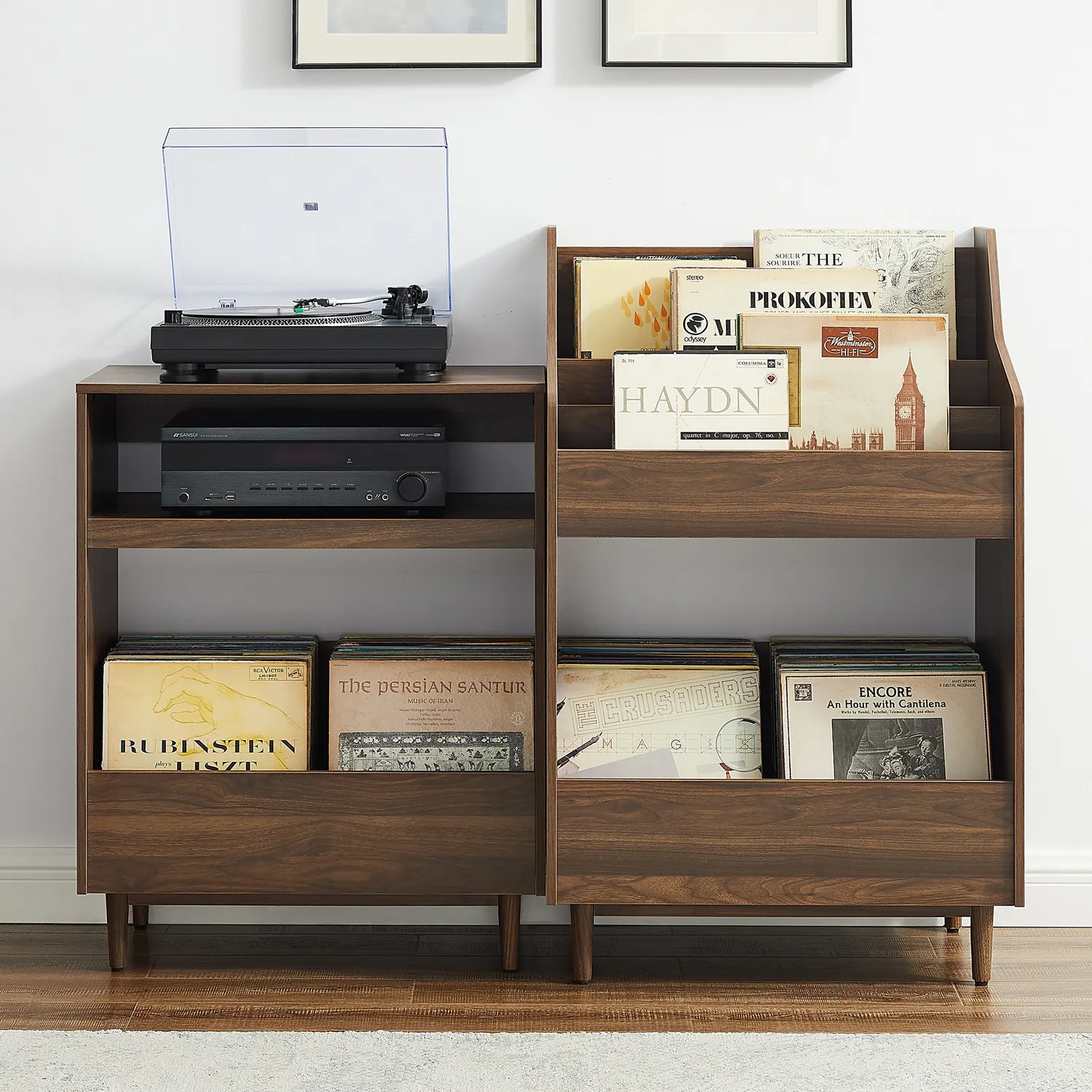 Crosley Liam skivmöbel set 2-delar valnöt
