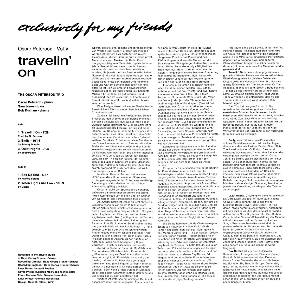 Revox Oscar Peterson Travelin On masterband studio master