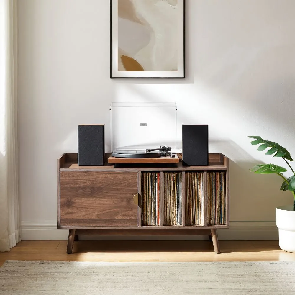Crosley Skylar skivspelarmöbel valnöt med förvaring