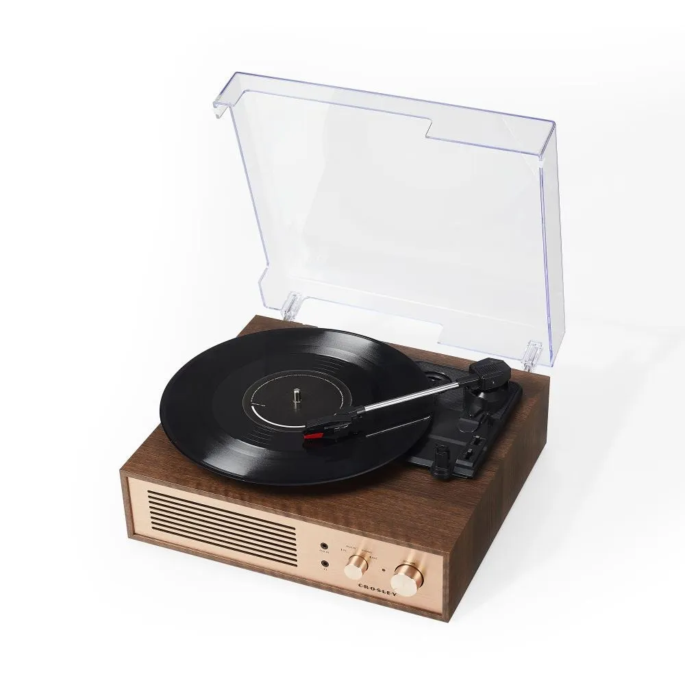 Crosley Miles skivspelare valnöt med radio