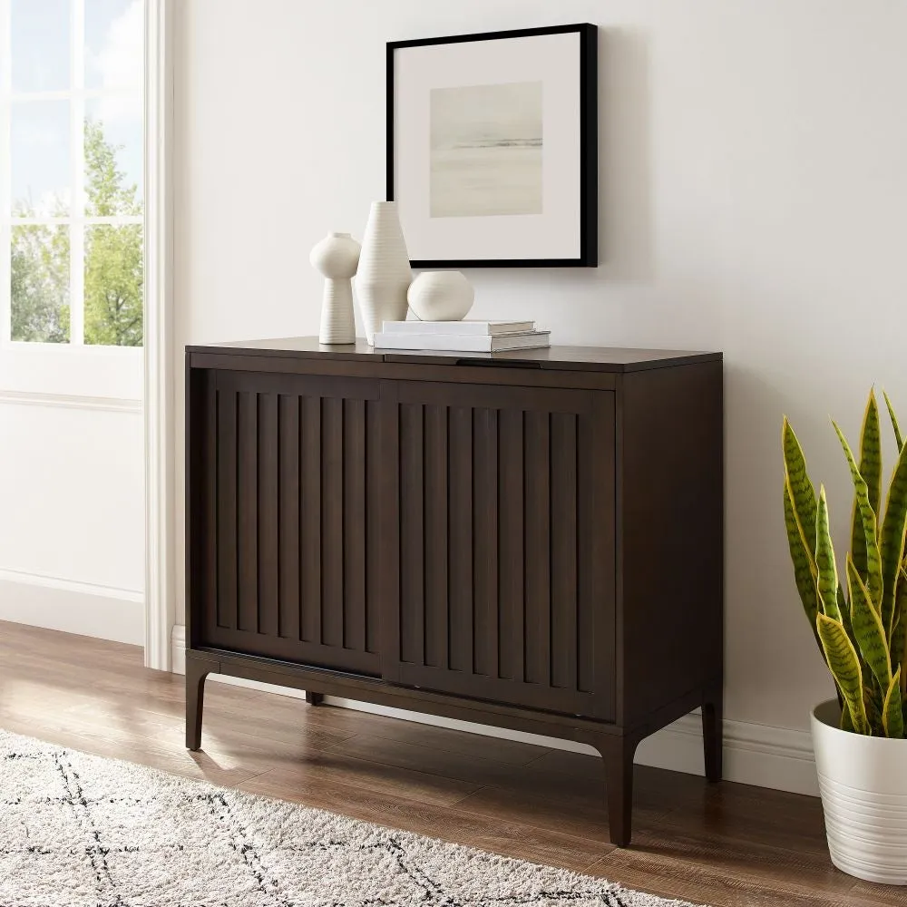 Crosley Asher Large skivspelarbänk mörkbrun vinylförvaring