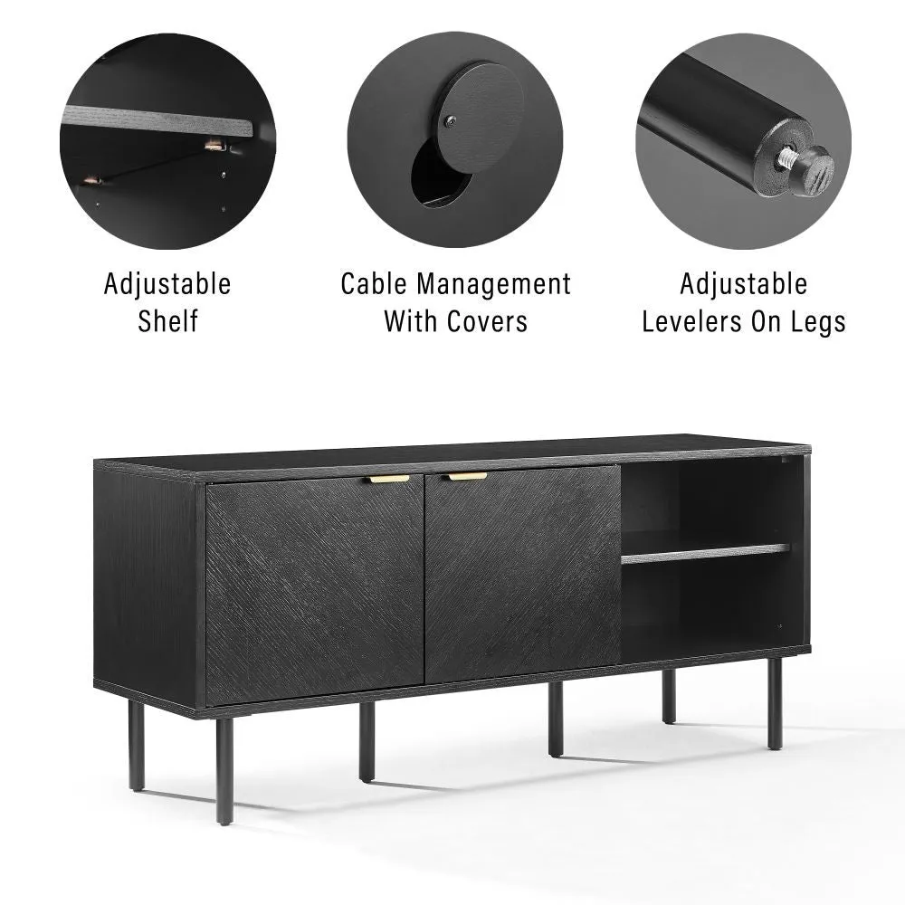 Crosley Brody vinylsideboard svart ek chevron vinylförvaring