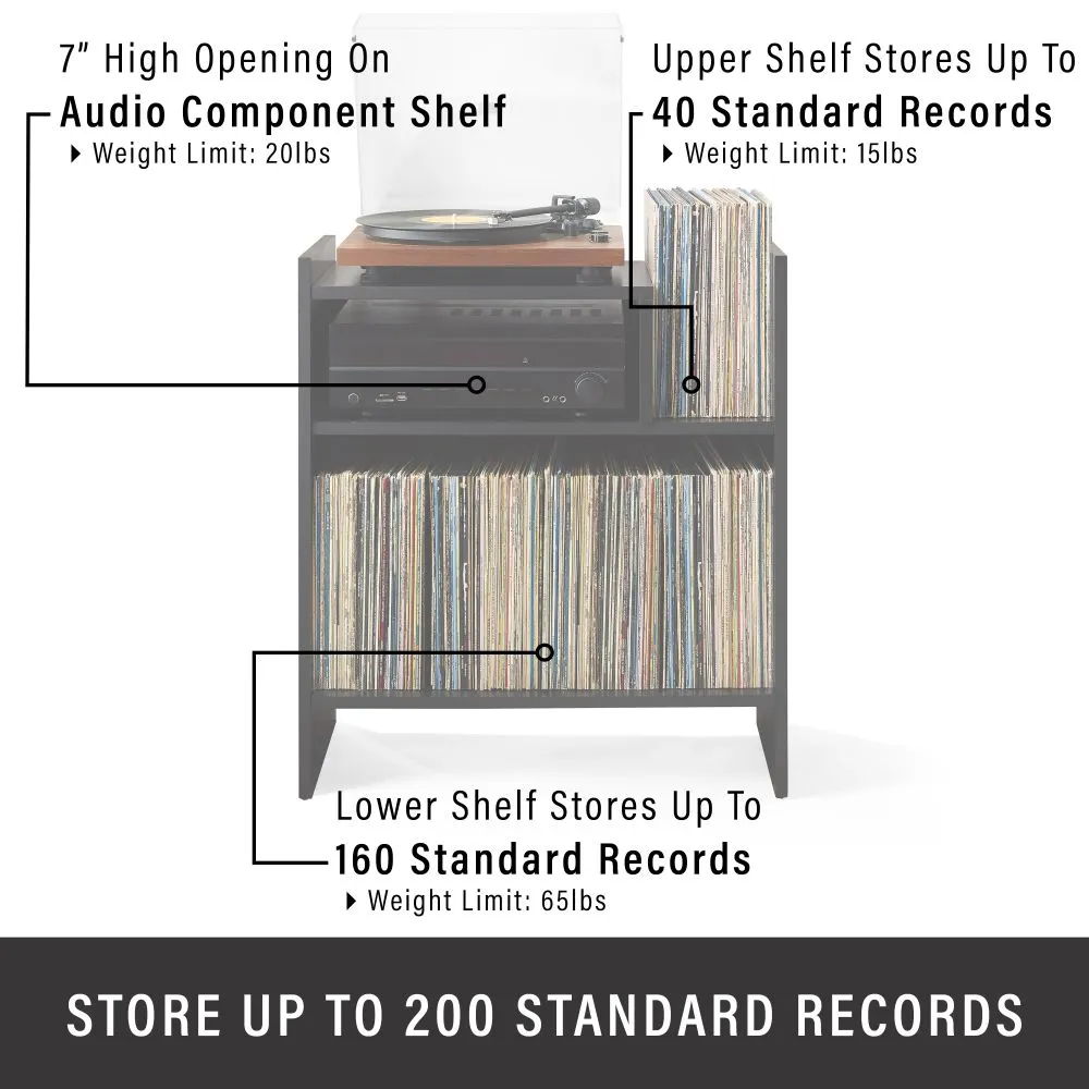 Crosley Portland skivspelarställ svart för vinyl