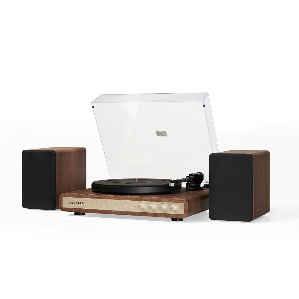 Crosley C65 skivspelare med högtalare valnöt