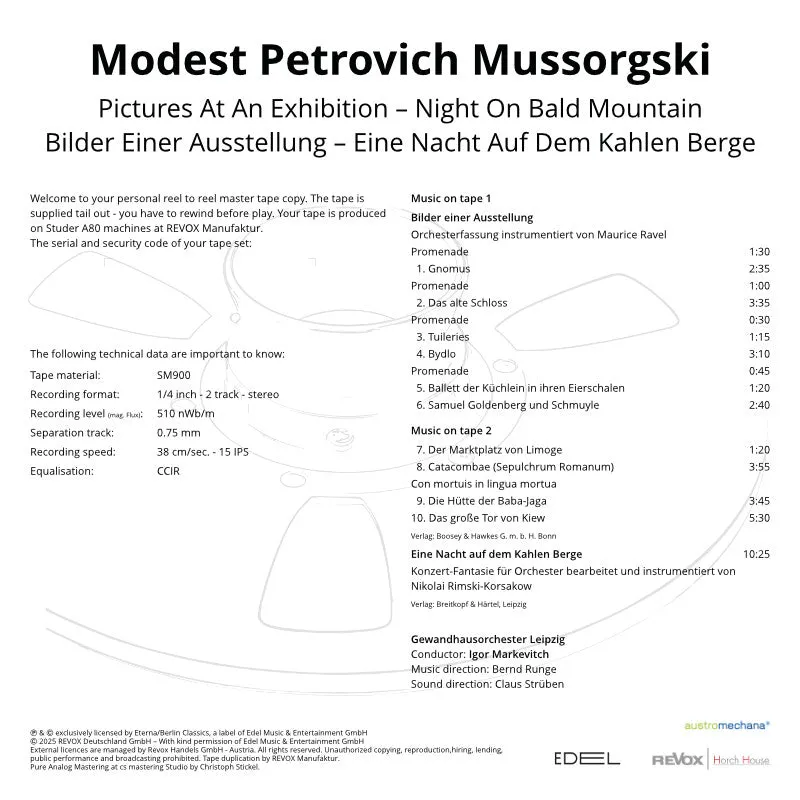 Revox Mussorgskij Tavlor Markevitch masterband 1/4 tum