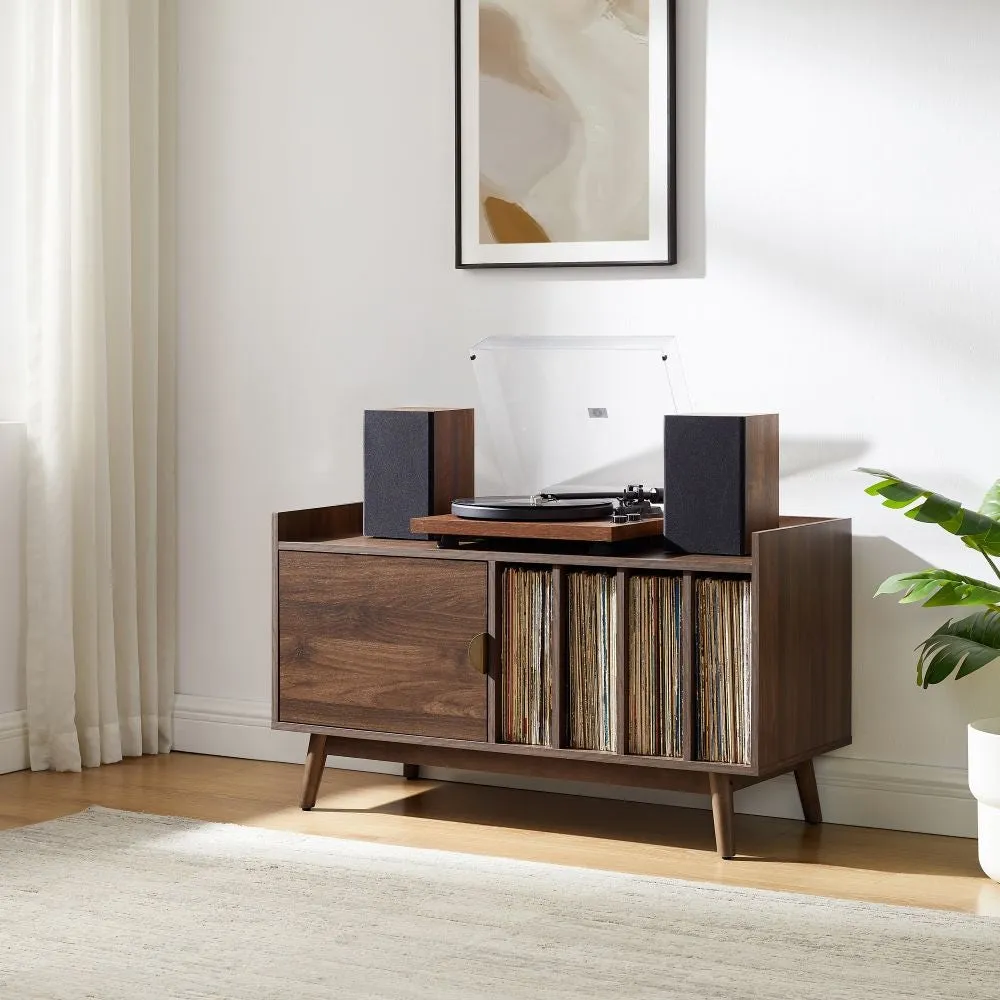 Crosley Skylar skivspelarmöbel valnöt med förvaring
