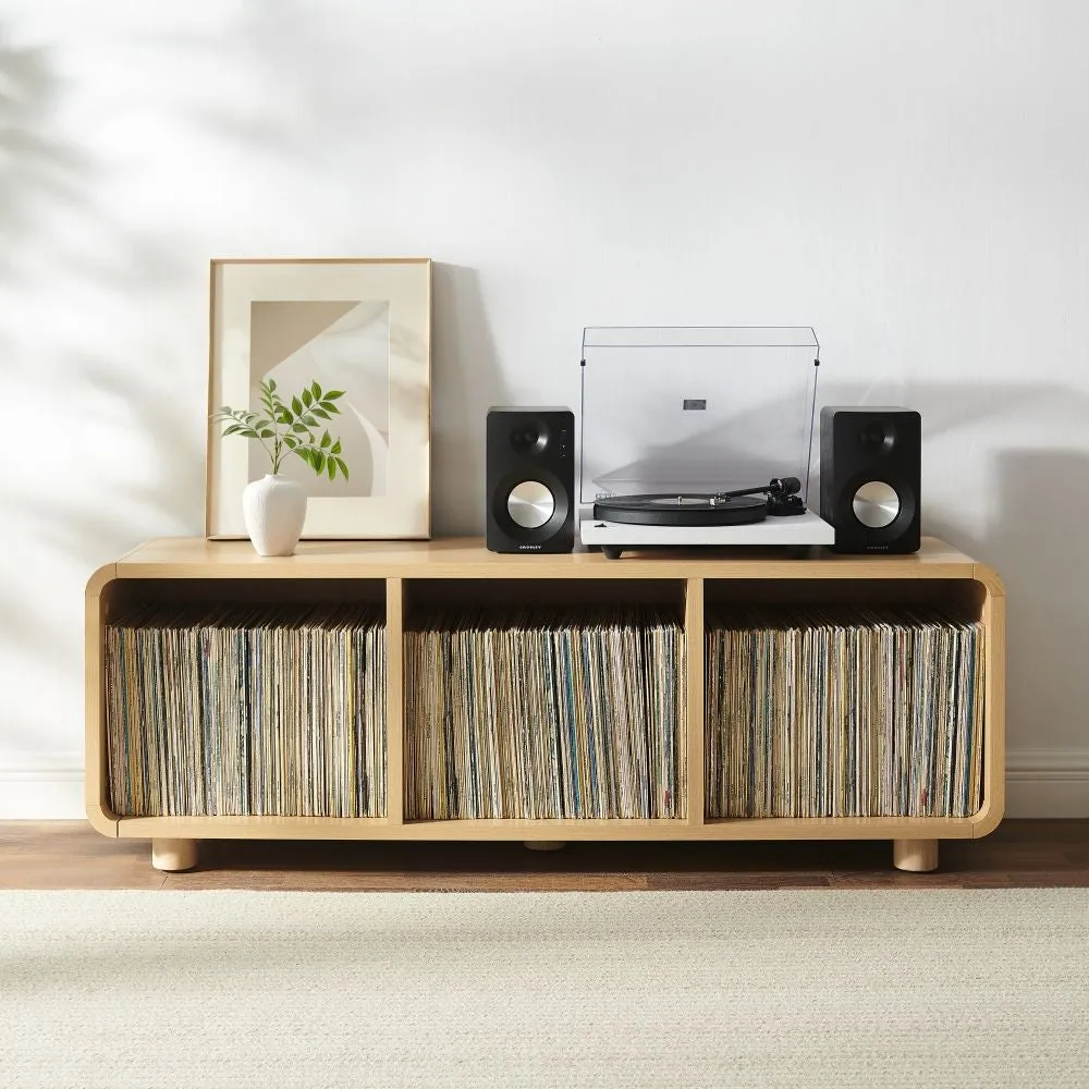 Crosley Zoe Large skivspelarbänk ask vinylförvaring