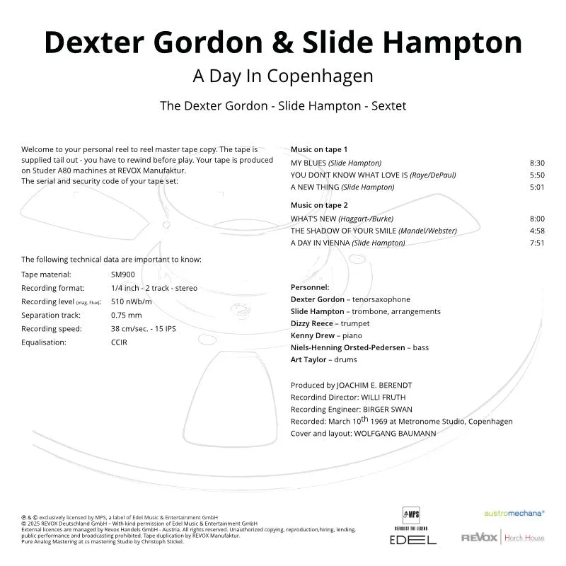 Revox Dexter Gordon A Day In Copenhagen masterband Standard Master
