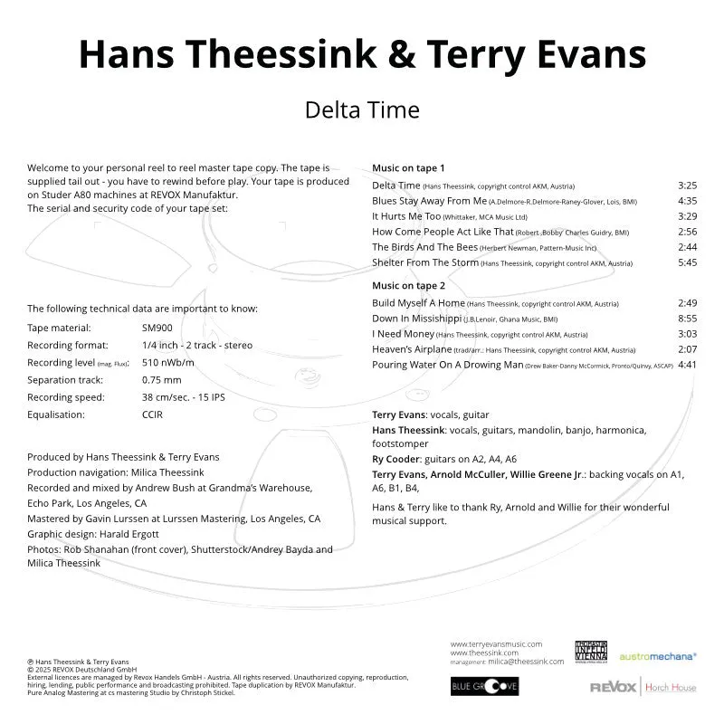 Revox Hans Theessink Terry Evans Delta Time masterband